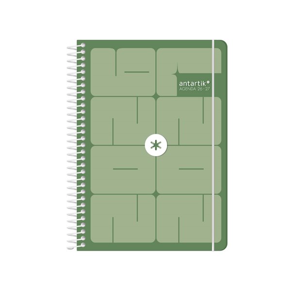 Agenda escolar antartik 26-27 espiral essentials dia pagina a5+ bilingue 80g papel fsc rosa