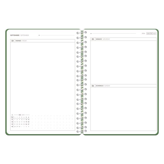 Agenda escolar antartik 26-27 espiral essentials dia pagina a5+ bilingue 80g papel fsc rosa
