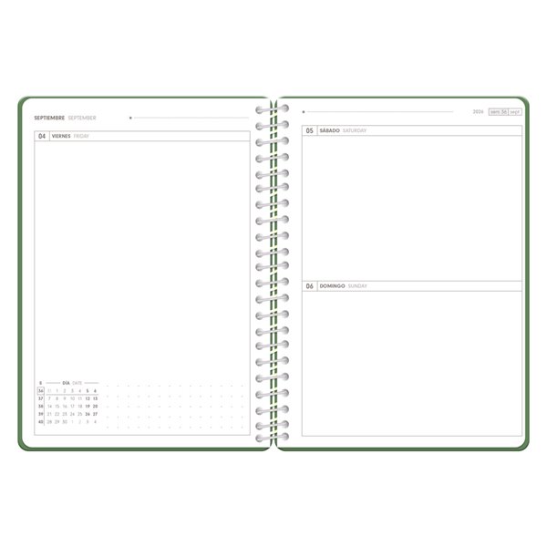 Agenda escolar antartik 26-27 espiral essentials dia pagina a5+ bilingue 80g papel fsc rosa