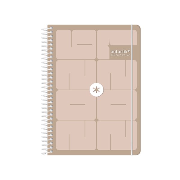 Agenda escolar antartik 26-27 espiral essentials dia pagina a5+ bilingue 80g papel fsc morado