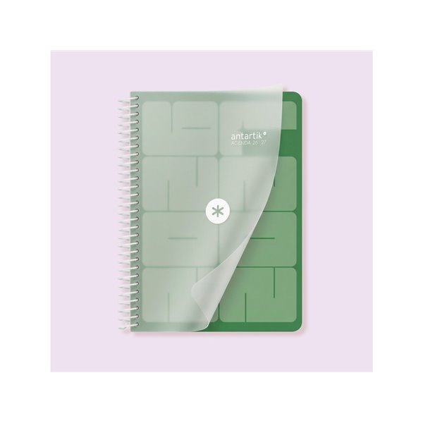 Agenda escolar antartik 26-27 espiral essentials dia pagina a5+ bilingue 80g papel fsc naranja