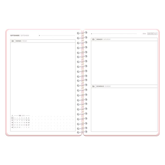 Agenda escolar antartik 26-27 espiral essentials dia pagina a5+ bilingue 80g papel fsc azul turquesa