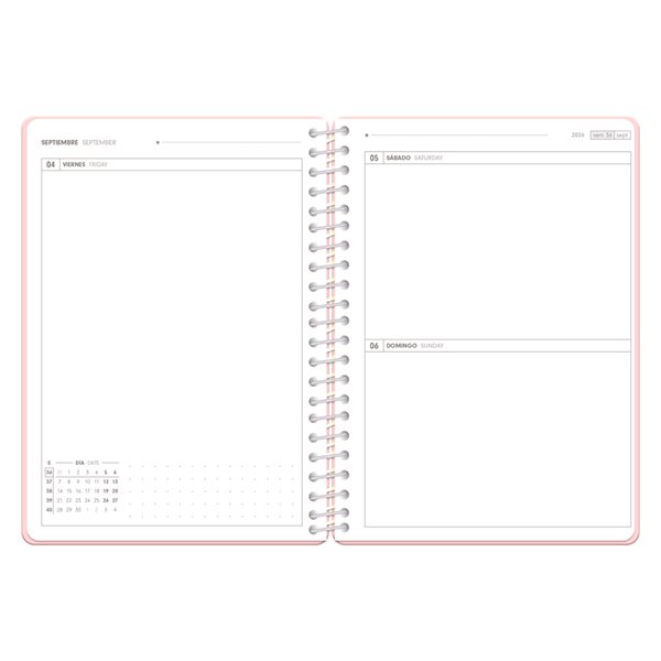Agenda escolar antartik 26-27 espiral essentials dia pagina a5+ bilingue 80g papel fsc azul turquesa