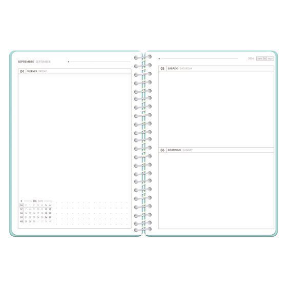 Agenda escolar antartik 26-27 espiral essentials dia pagina a5+ bilingue 80g papel fsc azul oscuro