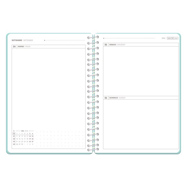 Agenda escolar antartik 26-27 espiral essentials dia pagina a5+ bilingue 80g papel fsc azul oscuro