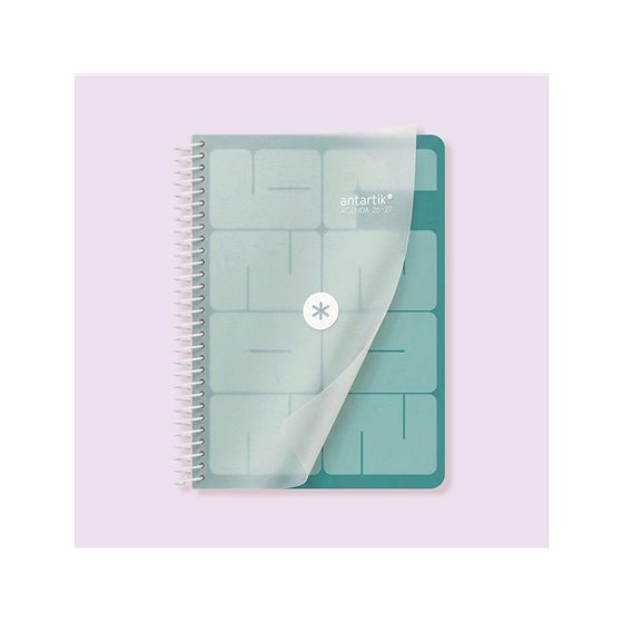 Agenda escolar antartik 26-27 espiral essentials dia pagina a5+ bilingue 80g papel fsc azul oscuro