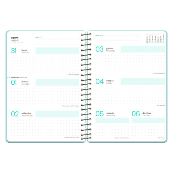 Agenda escolar liderpapel 26-27 espiral fantasy f semana vista a6+ bilingue 80g papel fsc diseño4