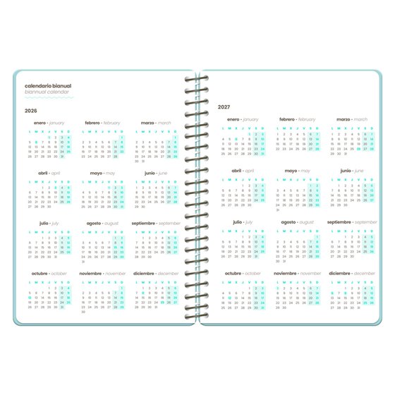 Agenda escolar liderpapel 26-27 espiral fantasy f semana vista a6+ bilingue 80g papel fsc diseño4