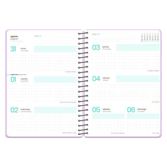 Agenda escolar liderpapel 26-27 espiral oreiental semana vista a6+ bilingue 80g papel fsc sacapuntas