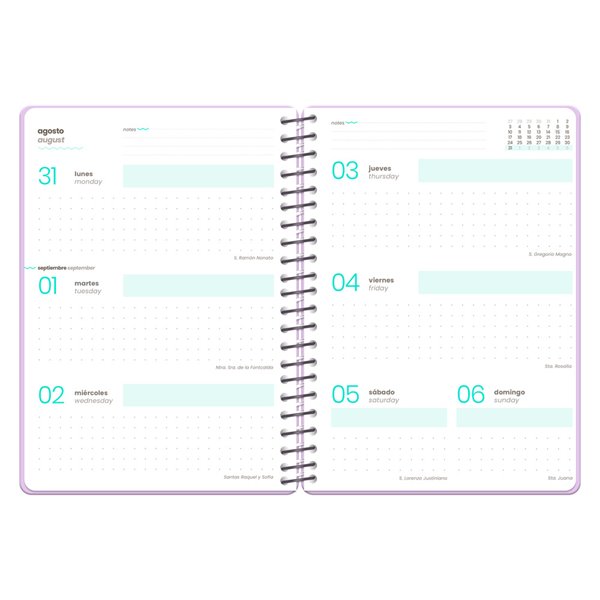 Agenda escolar liderpapel 26-27 espiral oreiental semana vista a6+ bilingue 80g papel fsc sacapuntas