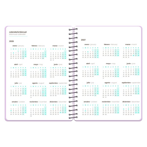 Agenda escolar liderpapel 26-27 espiral oreiental semana vista a6+ bilingue 80g papel fsc sacapuntas