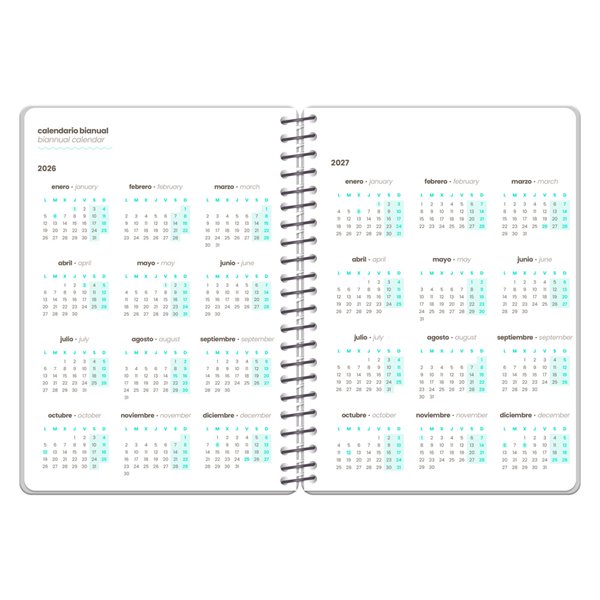 Agenda escolar liderpapel 26-27 espiral oriental semana vista a6+ bilingue 80g papel fsc fideos