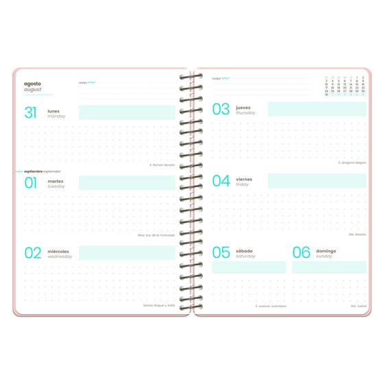 Agenda escolar liderpapel 26-27 espiral oriental semana vista a6+ bilingue 80g papel fsc gato
