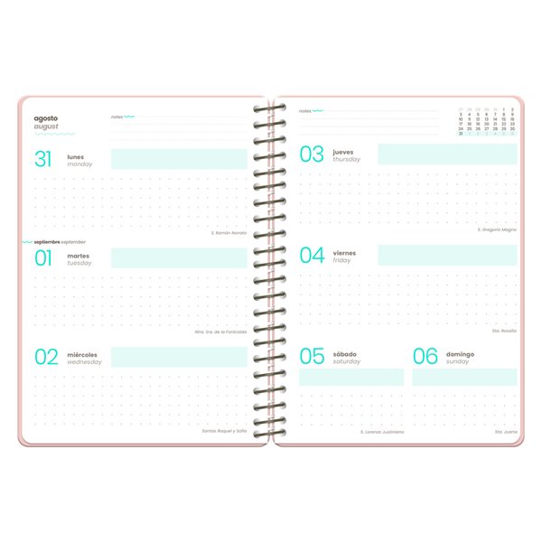 Agenda escolar liderpapel 26-27 espiral oriental semana vista a6+ bilingue 80g papel fsc gato