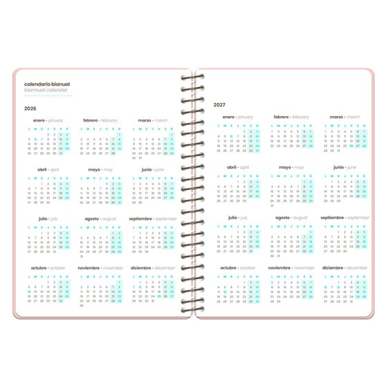 Agenda escolar liderpapel 26-27 espiral oriental semana vista a6+ bilingue 80g papel fsc gato