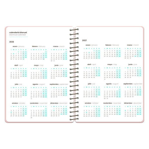 Agenda escolar liderpapel 26-27 espiral oriental semana vista a6+ bilingue 80g papel fsc gato
