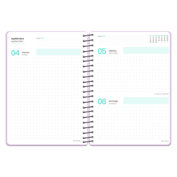 Agenda escolar liderpapel 26-27 espiral oriental dia pagina a6+ bilingue 80g papel fsc sacapuntas