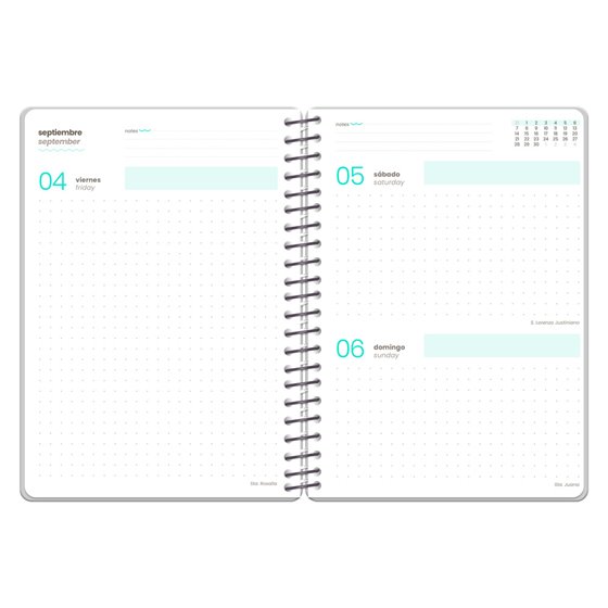 Agenda escolar liderpapel 26-27 espiral oriental dia pagina a6+ bilingue 80g papel fsc fideos