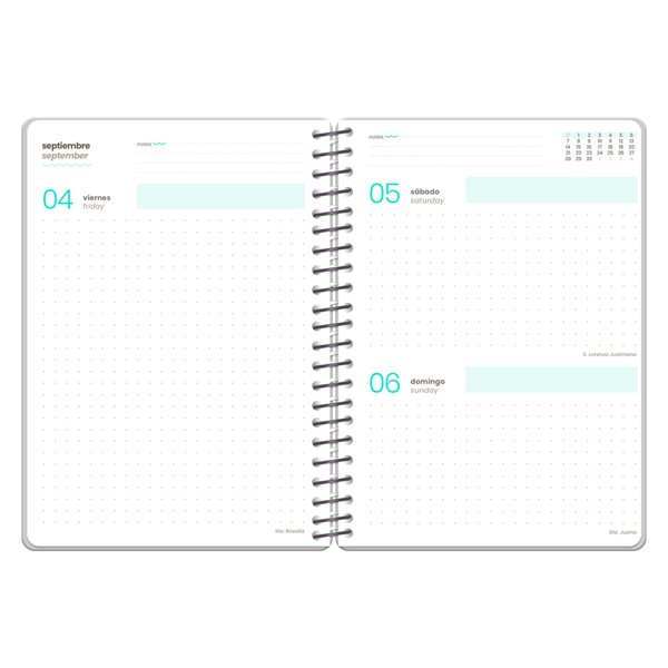 Agenda escolar liderpapel 26-27 espiral oriental dia pagina a6+ bilingue 80g papel fsc fideos