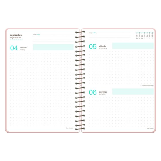 Agenda escolar liderpapel 26-27 espiral oriental dia pagina a6+ bilingue 80g papel fsc gato