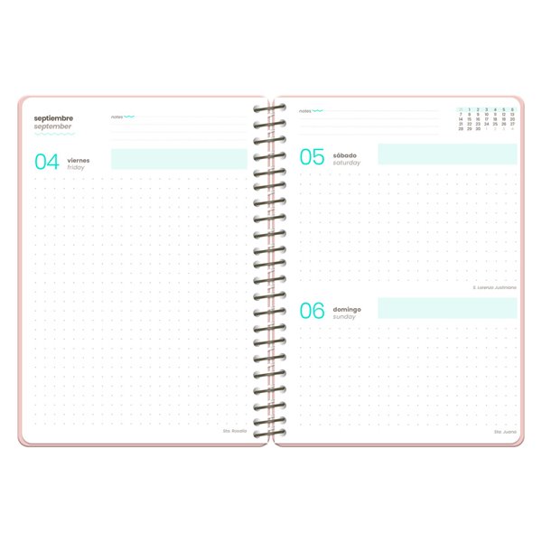 Agenda escolar liderpapel 26-27 espiral oriental dia pagina a6+ bilingue 80g papel fsc gato