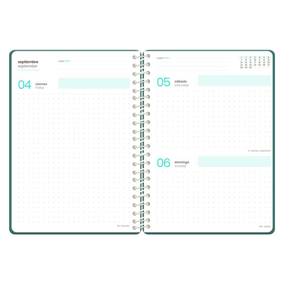 Agenda escolar liderpapel 26-27 espiral pattern dia pagina a6 bilingue 80g papel fsc cuadricula