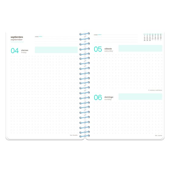 Agenda escolar liderpapel 26-27 espiral pattern dia pagina a6 bilingue 80g papel fsc lineas