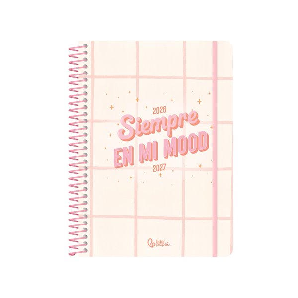 Agenda escolar liderpapel 26-27 espiral graphic dia pagina a6 bilingue 80g papel fsc rosa