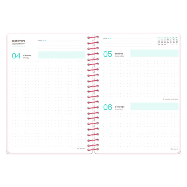 Agenda escolar liderpapel 26-27 espiral graphic dia pagina a6 bilingue 80g papel fsc modo diva