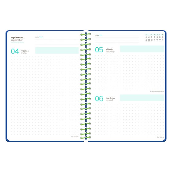 Agenda escolar liderpapel 26-27 espiral graphic dia pagina a6+ bilingue 80g papel fsc chill