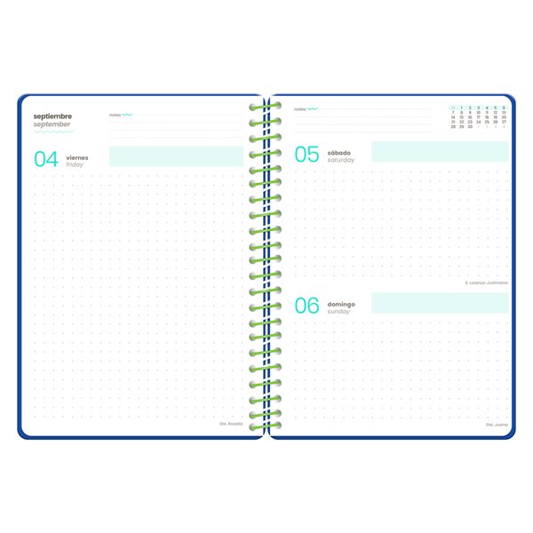 Agenda escolar liderpapel 26-27 espiral graphic dia pagina a6+ bilingue 80g papel fsc chill
