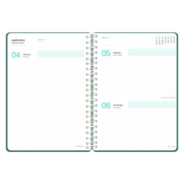 Agenda escolar liderpapel 26-27 espiral pattern dia pagina a5+ bilingue 80g papel fsc cuadricula
