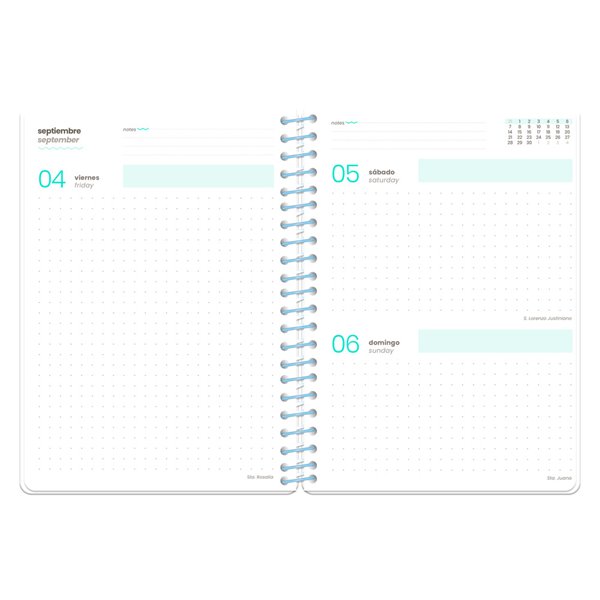 Agenda escolar liderpapel 26-27 espiral pattern dia pagina a5+ bilingue 80g papel fsc lineas