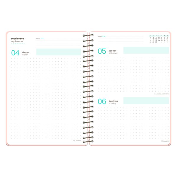 Agenda escolar liderpapel 26-27 espiral pattern dia pagina a5+ bilingue 80g papel fsc waves