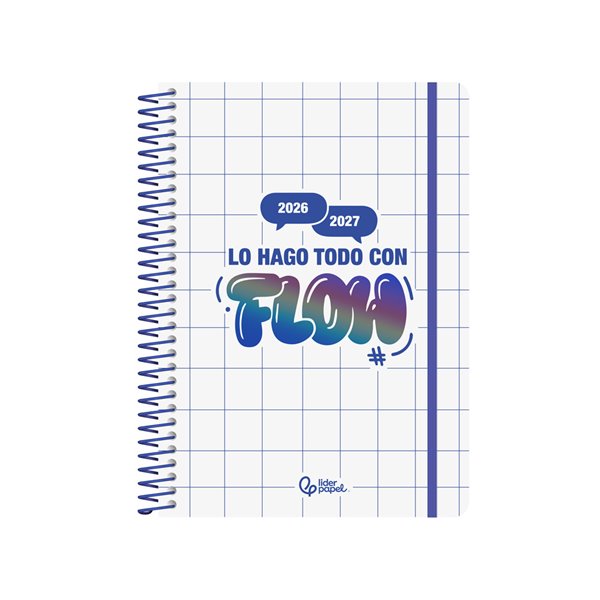 Agenda escolar liderpapel 26-27 espiral graphic dia pagina a5+ bilingue 80g papel fsc flow