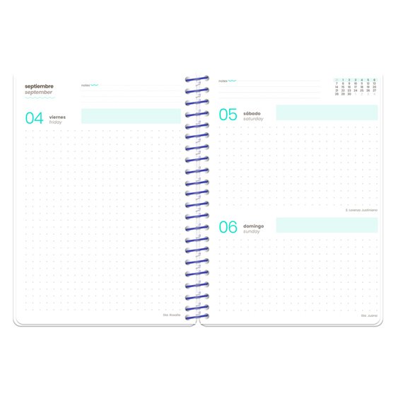 Agenda escolar liderpapel 26-27 espiral graphic dia pagina a5+ bilingue 80g papel fsc flow