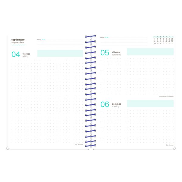 Agenda escolar liderpapel 26-27 espiral graphic dia pagina a5+ bilingue 80g papel fsc flow