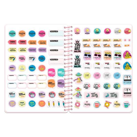 Agenda escolar liderpapel 26-27 espiral graphic dia pagina a5+ bilingue 80g papel fsc rosa