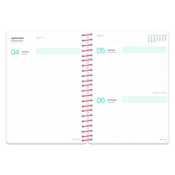 Agenda escolar liderpapel 26-27 espiral graphic dia pagina a5+ bilingue 80g papel fsc modo diva