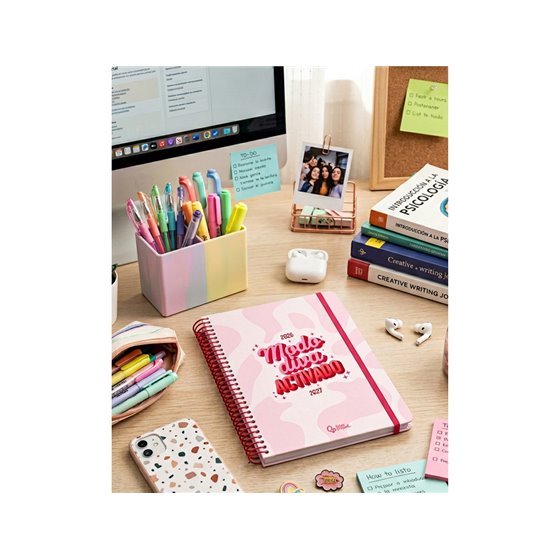 Agenda escolar liderpapel 26-27 espiral graphic dia pagina a5+ bilingue 80g papel fsc modo diva