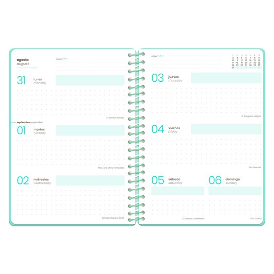 Agenda escolar liderpapel 26-27 espiral fantasy d semanavista a6+ bilingue 80g papel fsc azul
