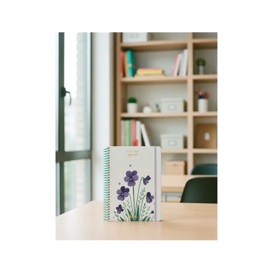 Agenda escolar liderpapel 26-27 espiral flowers semana vista a6+ bilingue 80g papel fsc blanco