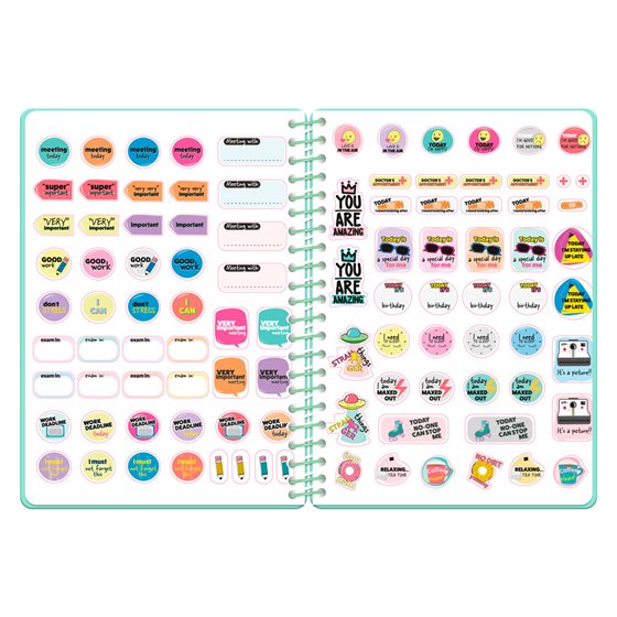 Agenda escolar liderpapel 26-27 espiral flowers dia pagina a6+ bilingue 80g papel fsc azul
