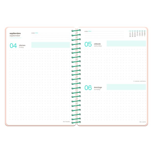 Agenda escolar liderpapel 26-27 espiral flowers dia pagina a6+ bilingue 80g papel fsc rojo