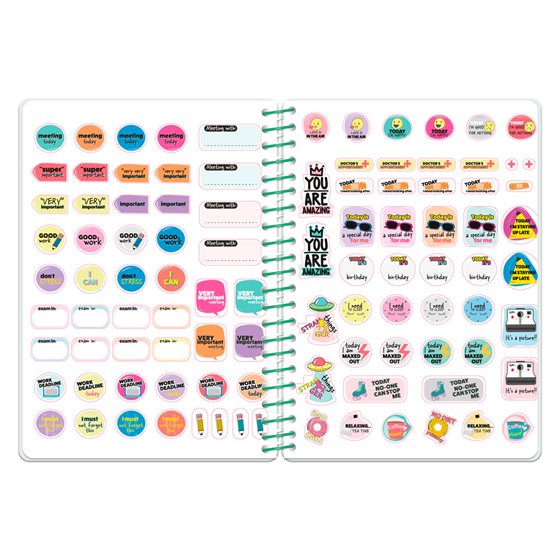 Agenda escolar liderpapel 26-27 espiral flowers dia pagina a6+ bilingue 80g papel fsc blanco