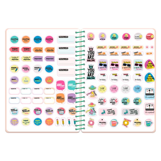 Agenda escolar liderpapel 26-27 espiral flowers dia pagina a5+ bilingue 80g papel fsc rojo