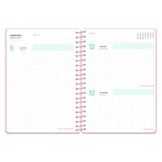 Agenda escolar liderpapel 26-27 espiral military dia pagina a6+ bilingue 80g papel fsc rosa