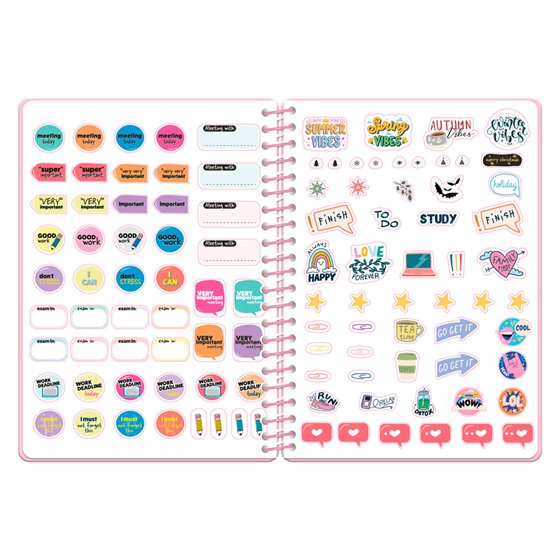 Agenda escolar liderpapel 26-27 espiral military dia pagina a6+ bilingue 80g papel fsc rosa