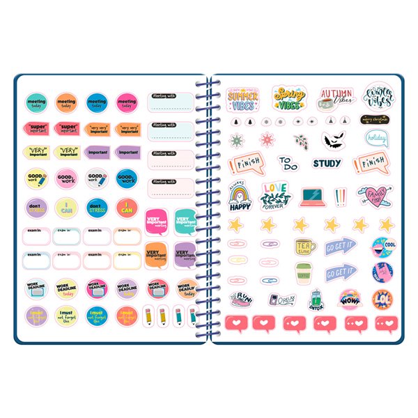 Agenda escolar liderpapel 26-27 espiral military dia pagina a5+ bilingue 80g papel fsc azul marino