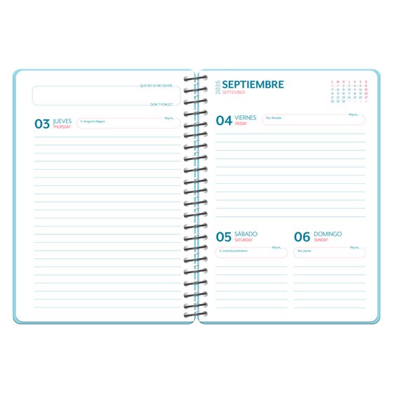 Agenda escolar liderpapel 26-27 espiral city celeste diapagina a5 bilingue 80g papel fsc rosa